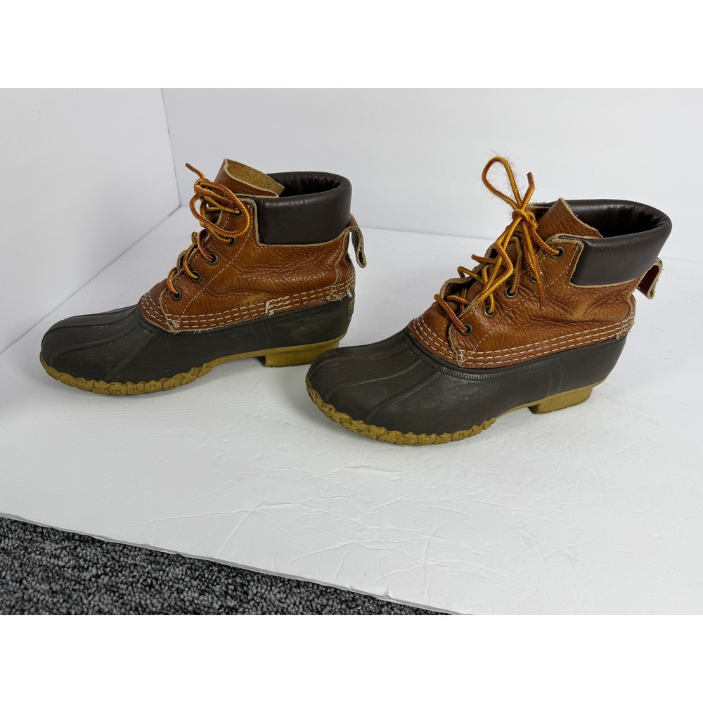 LL Bean 6 Inch Bean Boots Womens 7 M Brown Leather Duck Boots Made in Maine